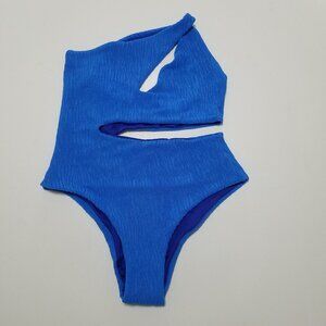 Boamar Blue Cut Out One Piece Swimsuit One Shoulder Swim Size L
